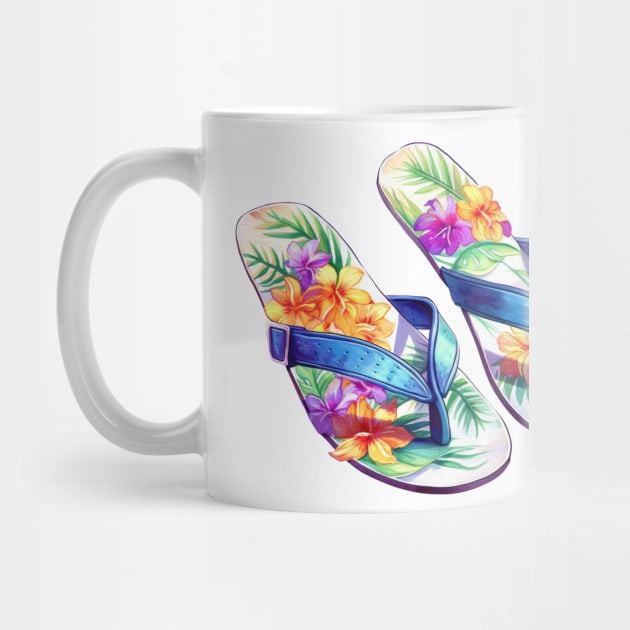Watercolor Flip Flops #1 by Chromatic Fusion Studio